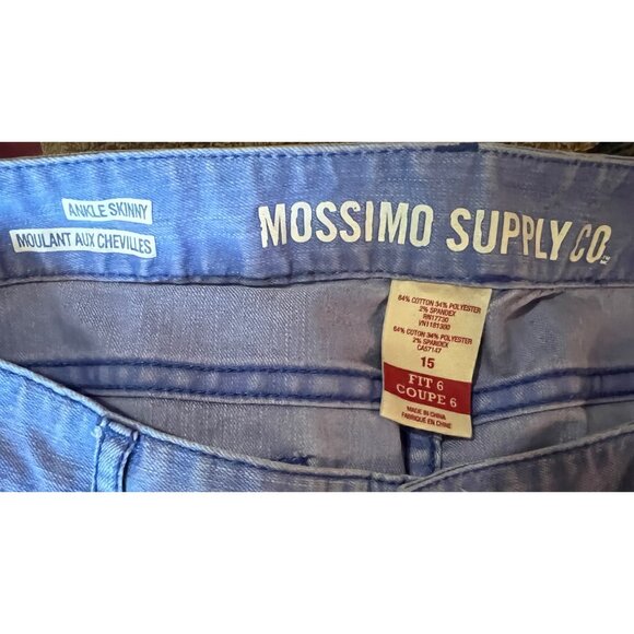 Mossimo Low Rise Cropped Blue Jeans Sz 15 Low Rise Ankle Skinny Blue Pants with - Picture 3 of 9